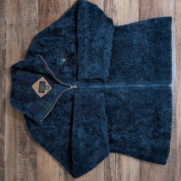 Pendleton Sherpa Teddy Deep Pile Fleece Jacket Fuzzy Full Zip in Teal - Picture 2 of 12